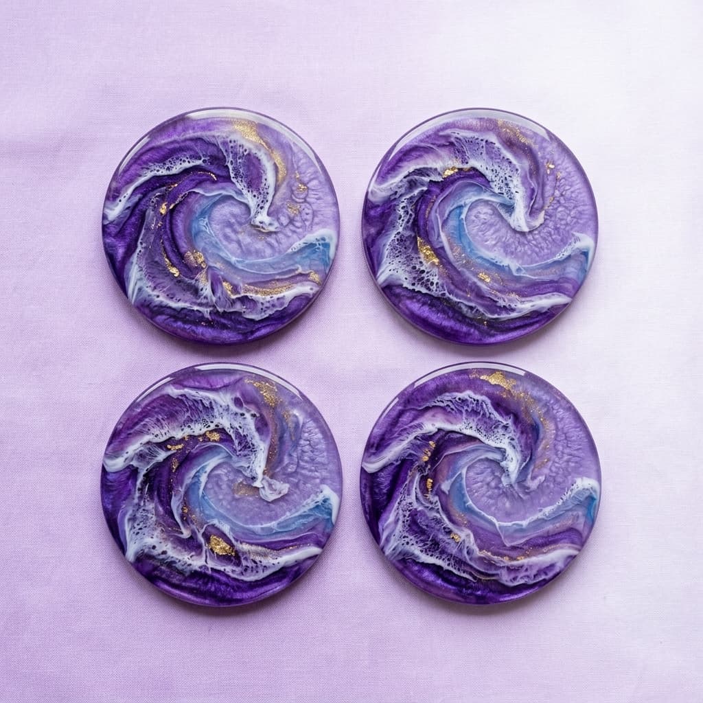 Geode Style Ocean Wave Coaster Set of 4